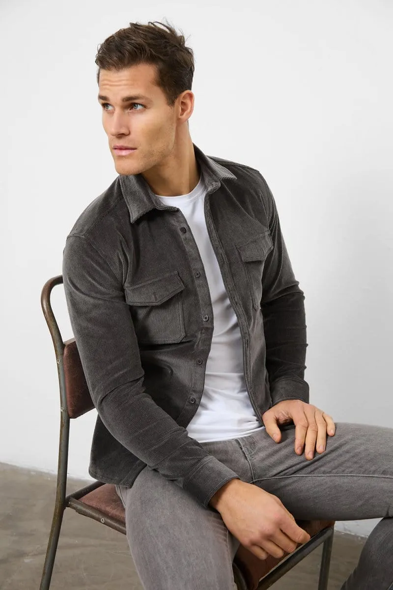 Cord Overshirt in Charcoal