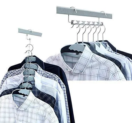 GoAhead Space Saving Hanger Set, 6pack Stainless Steel Magic Hangers, Wonder Clothes Organizer Bonus Slack Hanger