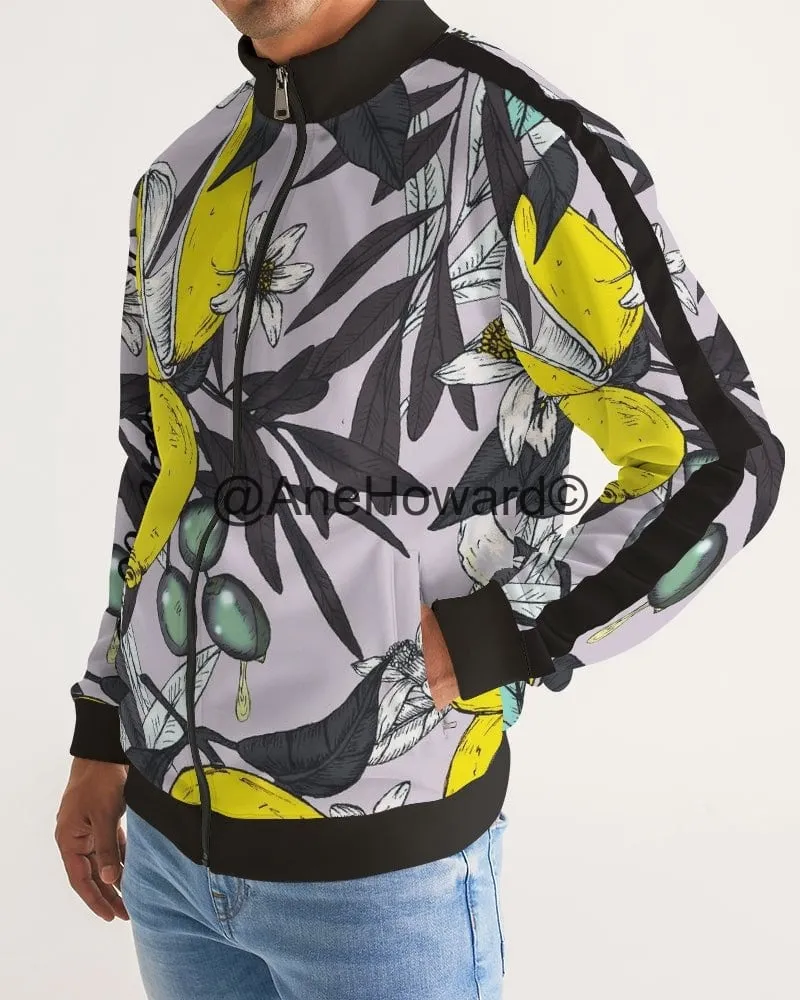 Men's Stripe-Sleeve Track Jacket Lemon Tree