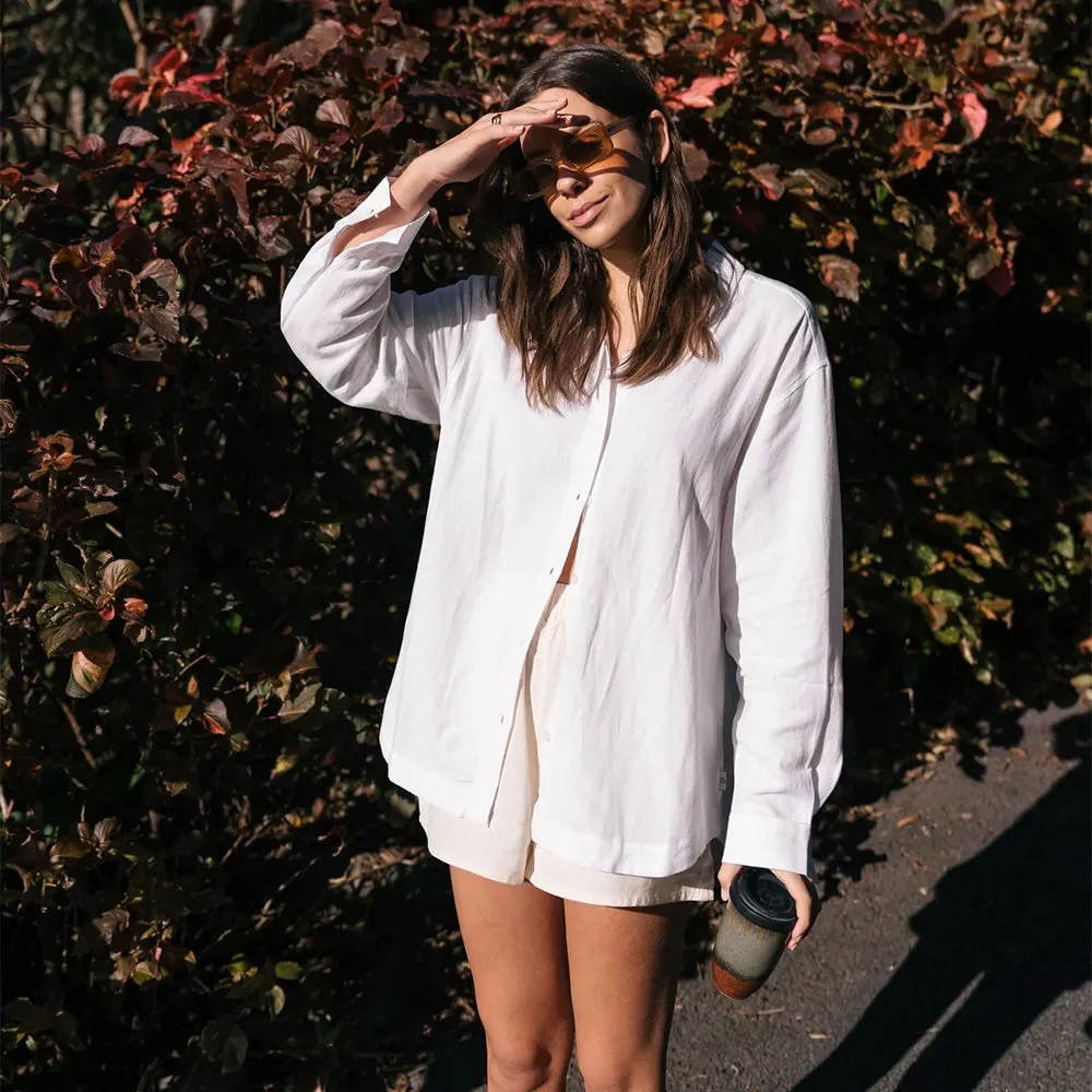 RHYTHM WOMENS CLASSIC OVER SIZED SHIRT WHITE